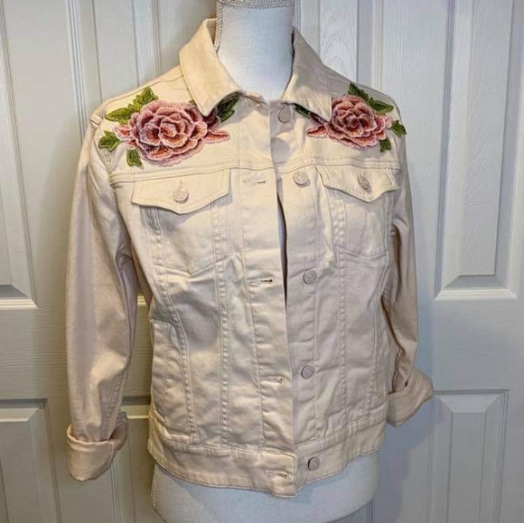 LuLaRoe Jackets & Blazers - Lularoe Light Pink Rose Harvey Jacket Jean Jacket